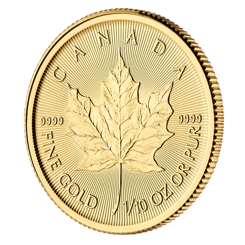 1/10 oz Maple Leaf Gold Coin (2019)(Front) 1/10 oz Maple Leaf Gold Coin (2019)(Front)