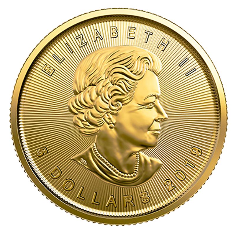 1/10 oz Maple Leaf Gold Coin (2019)(Back) 1/10 oz Maple Leaf Gold Coin (2019)(Back)