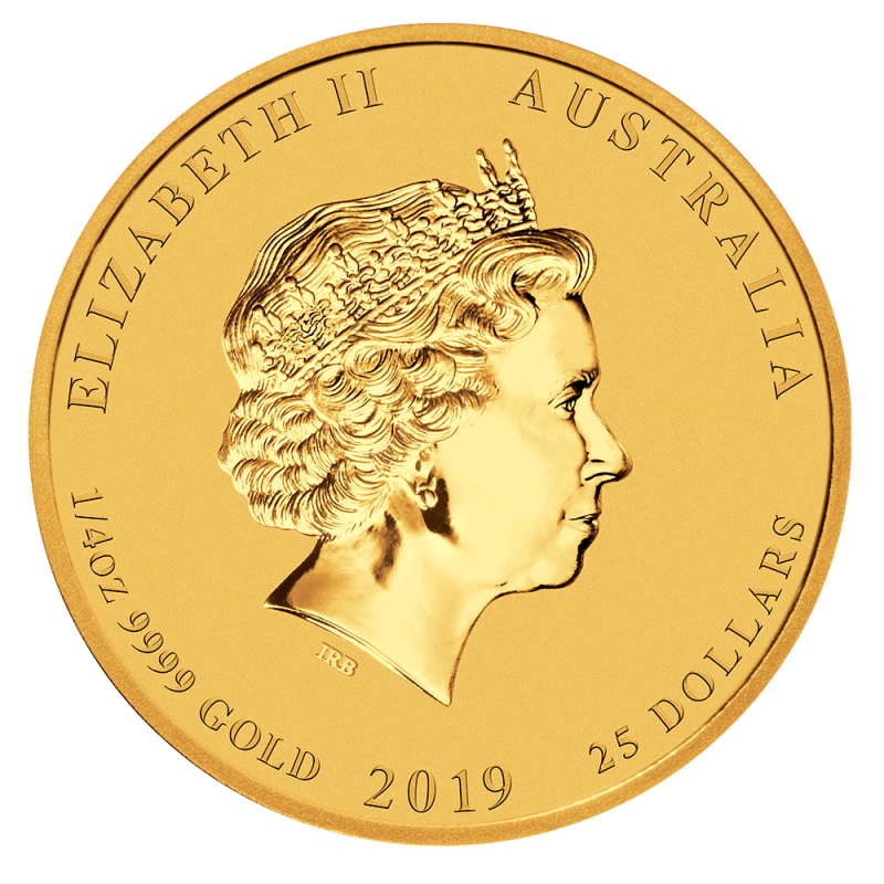 1/4 oz Lunar II Pig Gold Coin (2019)(Back) 1/4 oz Lunar II Pig Gold Coin (2019)(Back)