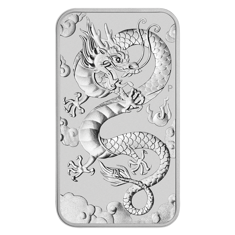 1 oz Dragon Rectangular Silver Coin (2019)(Front) 1 oz Dragon Rectangular Silver Coin (2019)(Front)