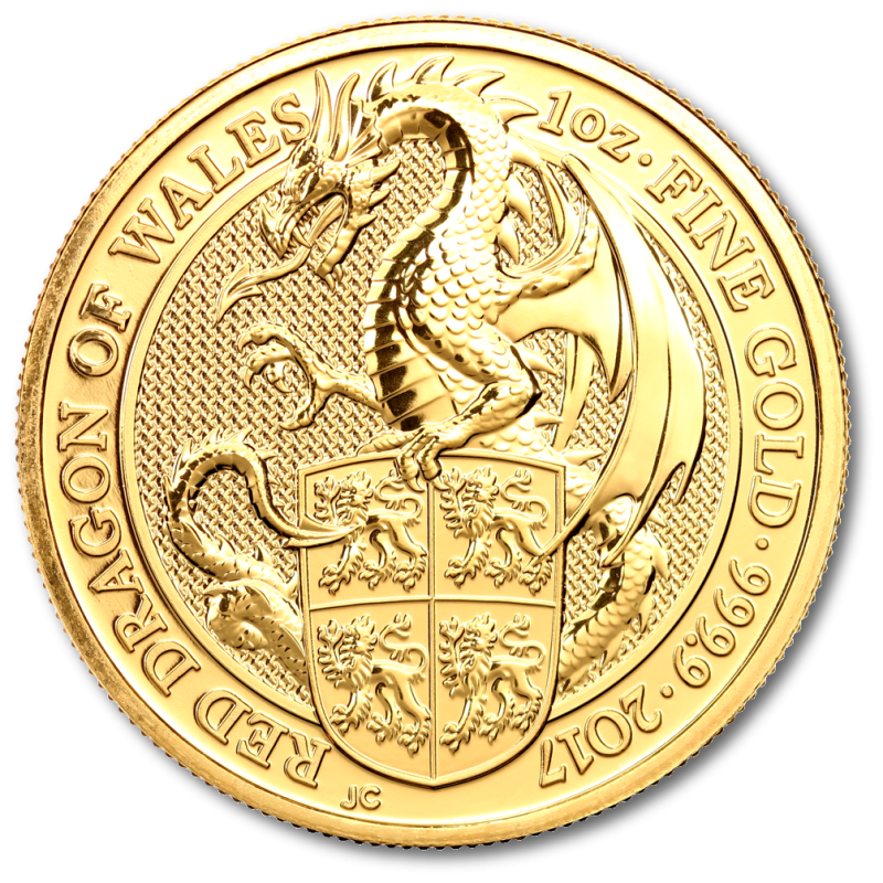 1 oz Queen's Beasts Dragon | Gold | 2017(Front) 1 oz Queen's Beasts Dragon | Gold | 2017(Front)