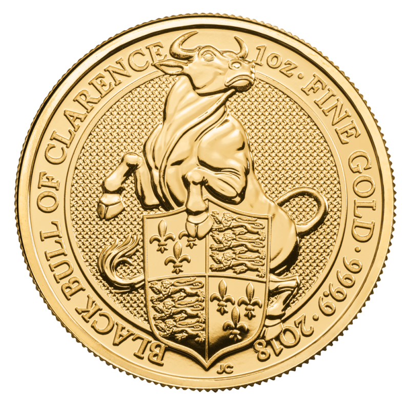 1 oz Queen's Beasts Black Bull Gold Coin (2018)(Front) 1 oz Queen's Beasts Black Bull Gold Coin (2018)(Front)
