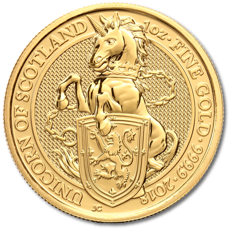 1 oz Queen's Beasts Unicorn | Gold | 2018(Front) 1 oz Queen's Beasts Unicorn | Gold | 2018(Front)