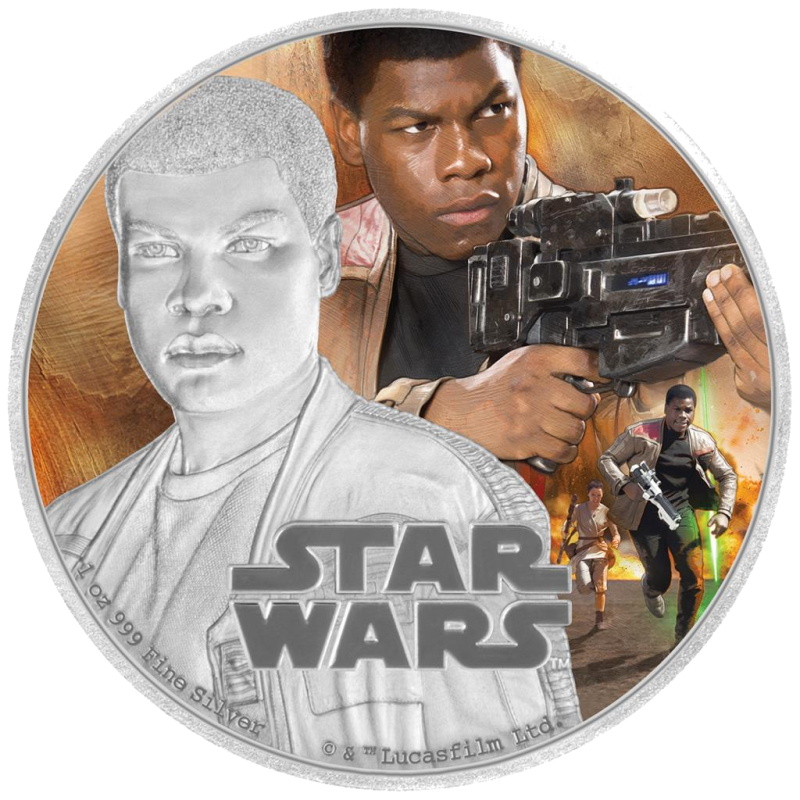 1 oz STAR WARS The Force Awakens - Finn™ | Silver | 2016(Front) 1 oz STAR WARS The Force Awakens - Finn™ | Silver | 2016(Front)