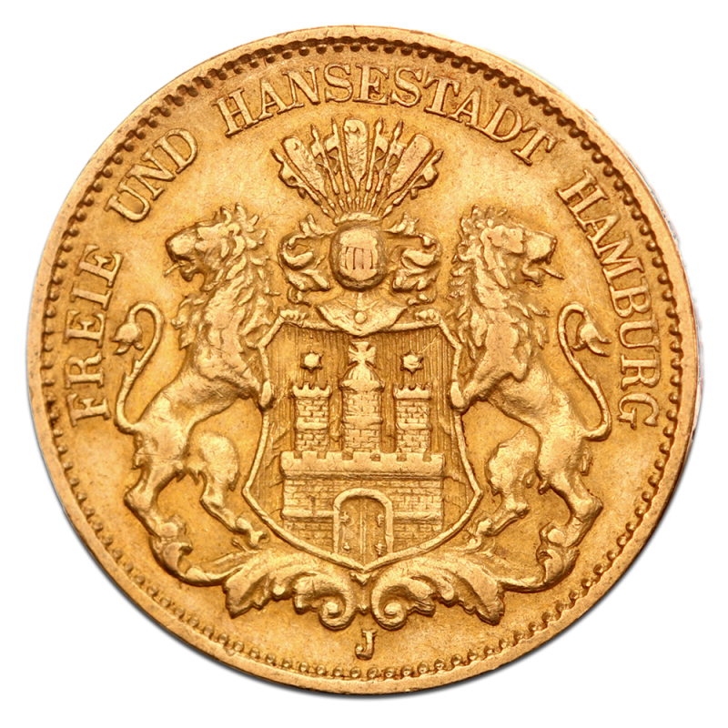 10 Mark | Free Hanseatic City of Hamburg | Gold | 1873-1913(Front) 10 Mark | Free Hanseatic City of Hamburg | Gold | 1873-1913(Front)