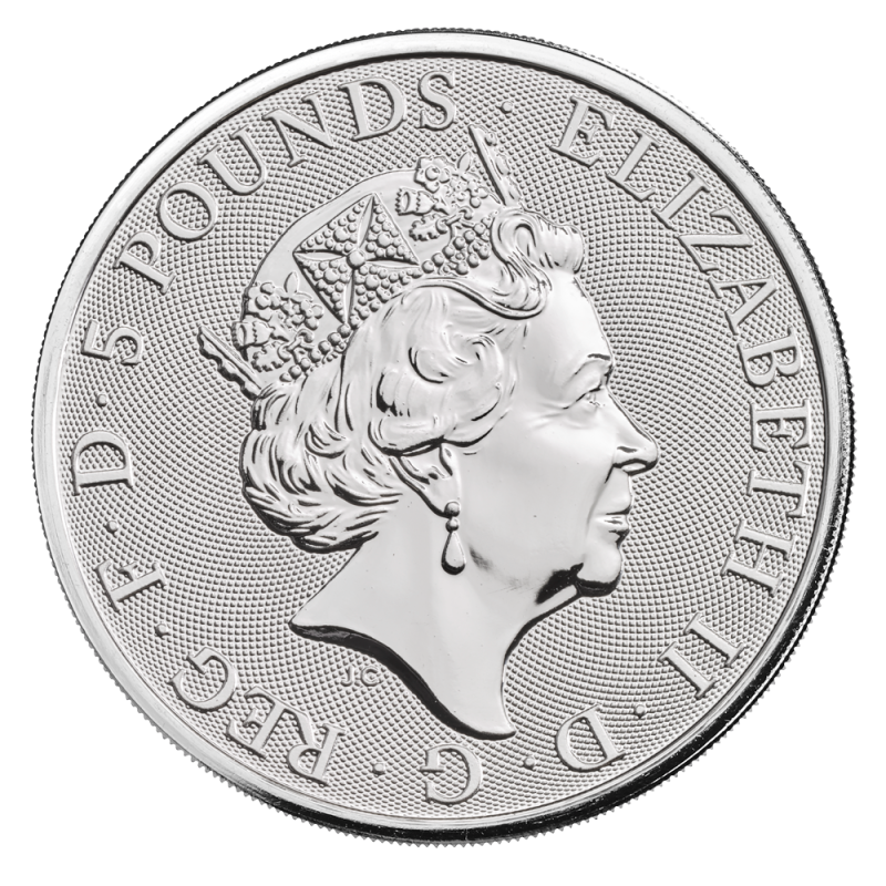 2 oz Queen's Beasts Black Bull Silver Coin (2018)(Back) 2 oz Queen's Beasts Black Bull Silver Coin (2018)(Back)