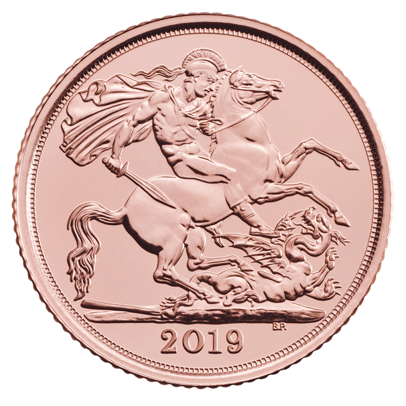 Half Sovereign Elizabeth II Gold Coin (2019)(Front) Half Sovereign Elizabeth II Gold Coin (2019)(Front)