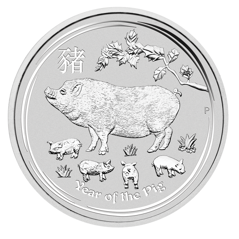 1/2 oz Lunar II Pig Silver Coin (2019)(Front) 1/2 oz Lunar II Pig Silver Coin (2019)(Front)