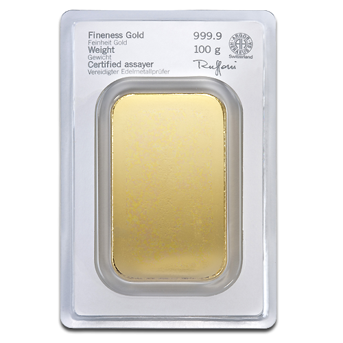 100g Argor Heraeus Gold Bar | minted(Back) 100g Argor Heraeus Gold Bar | minted(Back)