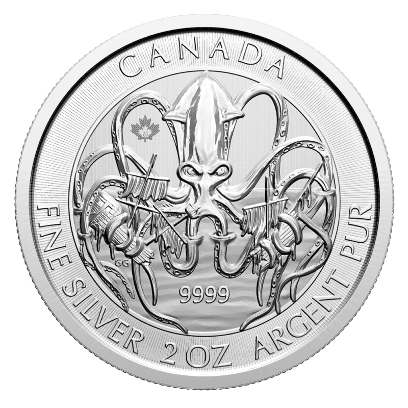 2 oz Canada Kraken Silver Coin (2020)(Front) 2 oz Canada Kraken Silver Coin (2020)(Front)