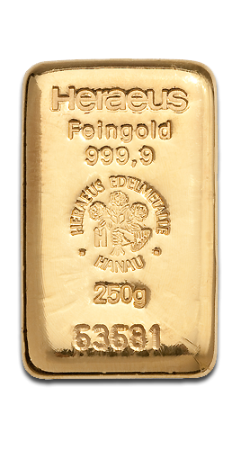 250g Argor Heraeus Gold Bar(Front) 250g Argor Heraeus Gold Bar(Front)