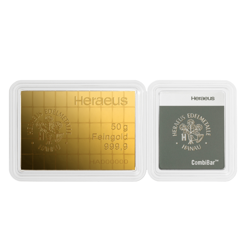 50 x 1g CombiBar® | Gold | Heraeus(Front) 50 x 1g CombiBar® | Gold | Heraeus(Front)