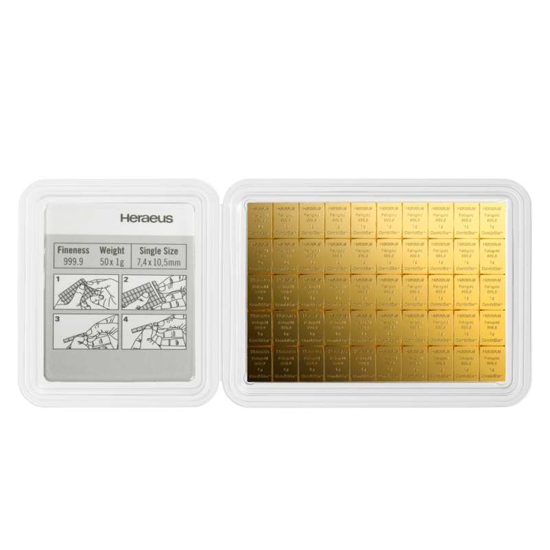 50 x 1g CombiBar® | Gold | Heraeus(Back) 50 x 1g CombiBar® | Gold | Heraeus(Back)