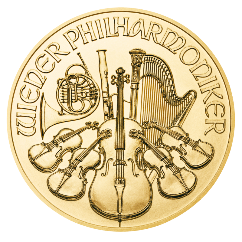 1/10 oz Vienna Philharmonic Gold Coin (2021)(Front) 1/10 oz Vienna Philharmonic Gold Coin (2021)(Front)