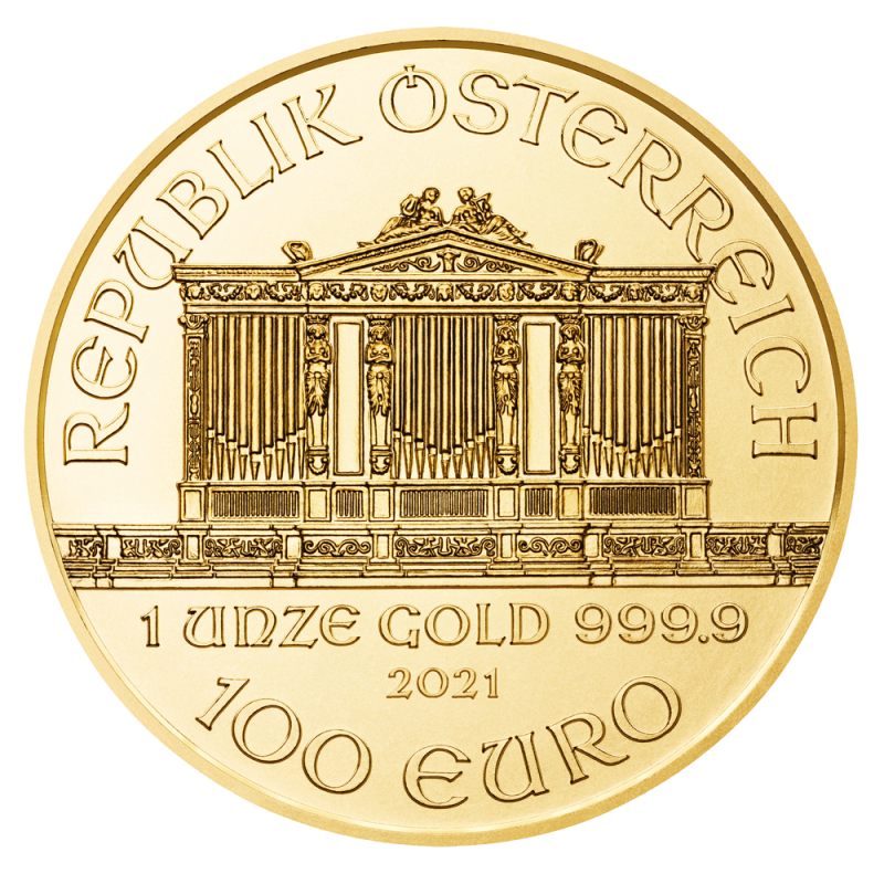 1 oz Vienna Philharmonic Gold Coin (2021)(Back) 1 oz Vienna Philharmonic Gold Coin (2021)(Back)