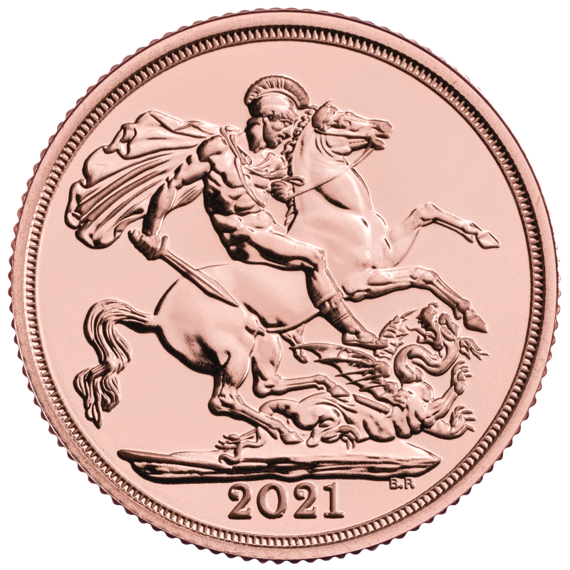 Sovereign Elizabeth II Gold Coin (2021)(Front) Sovereign Elizabeth II Gold Coin (2021)(Front)