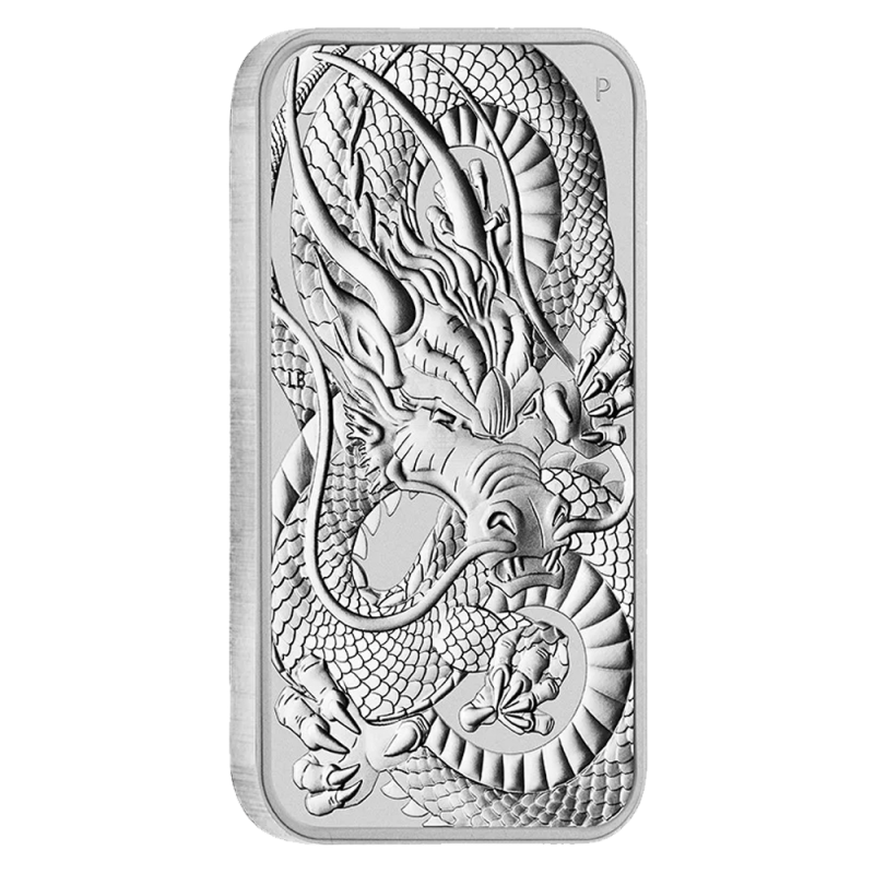 1 oz Dragon Rectangular Silver Coin (2021)(Front) 1 oz Dragon Rectangular Silver Coin (2021)(Front)