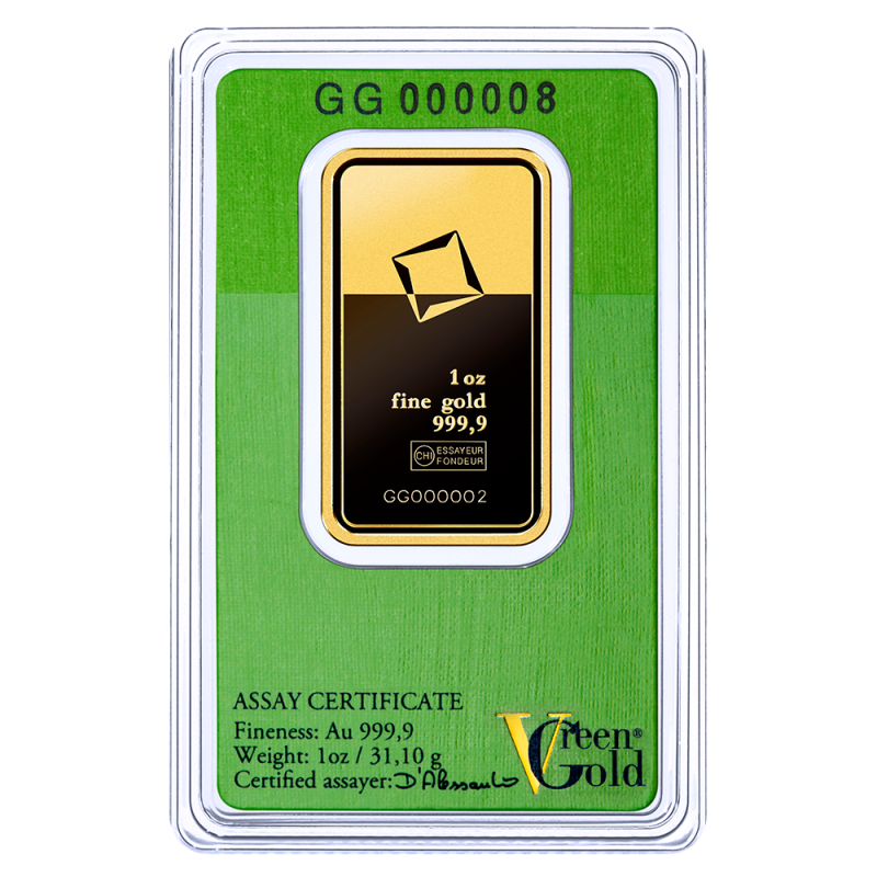1 oz Gold Bar | Valcambi | Green Gold(Back) 1 oz Gold Bar | Valcambi | Green Gold(Back)