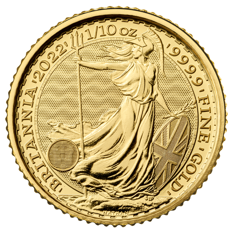 1/10 oz Britannia Gold Coin (2022)(Front) 1/10 oz Britannia Gold Coin (2022)(Front)