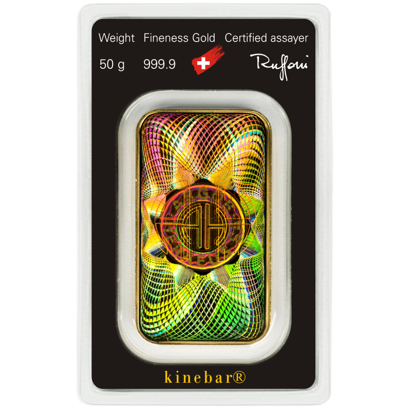 50g Gold Bar | Argor Heraeus | Kinebar(Front) 50g Gold Bar | Argor Heraeus | Kinebar(Front)