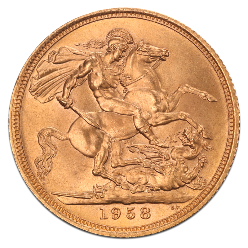 Full Sovereign Elizabeth, Gold, 1957- present(Back) Full Sovereign Elizabeth, Gold, 1957- present(Back)