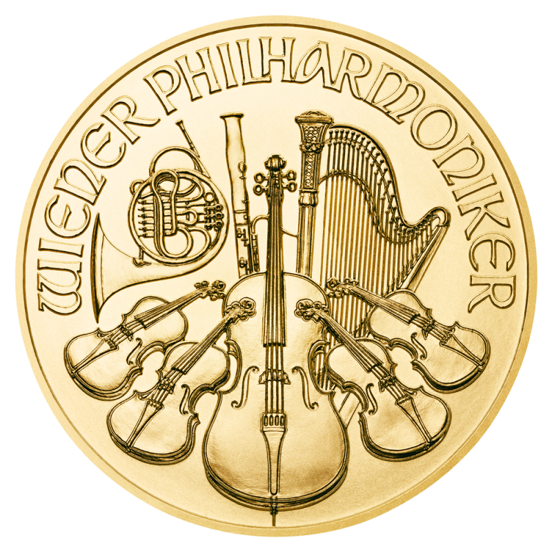 1/10 oz Vienna Philharmonic Gold Coin | 2022(Front) 1/10 oz Vienna Philharmonic Gold Coin | 2022(Front)