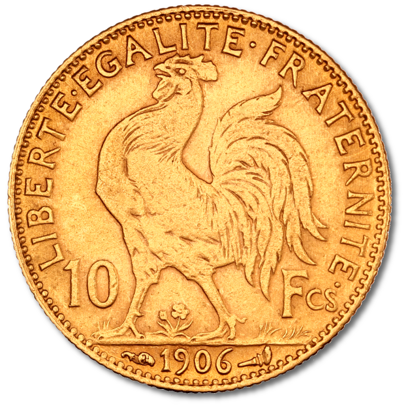 10 French Francs Marianne Rooster Gold Coin (1899-1914)(Front) 10 French Francs Marianne Rooster Gold Coin (1899-1914)(Front)