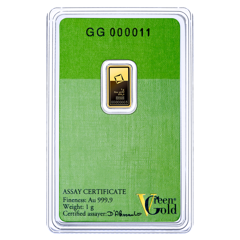 1g Gold Bar | Valcambi | Green Gold(Back) 1g Gold Bar | Valcambi | Green Gold(Back)
