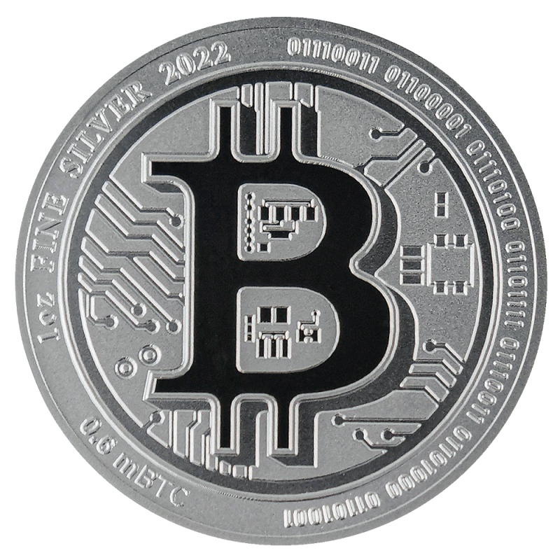 1 oz Silver Bitcoin | 2022(Front) 1 oz Silver Bitcoin | 2022(Front)