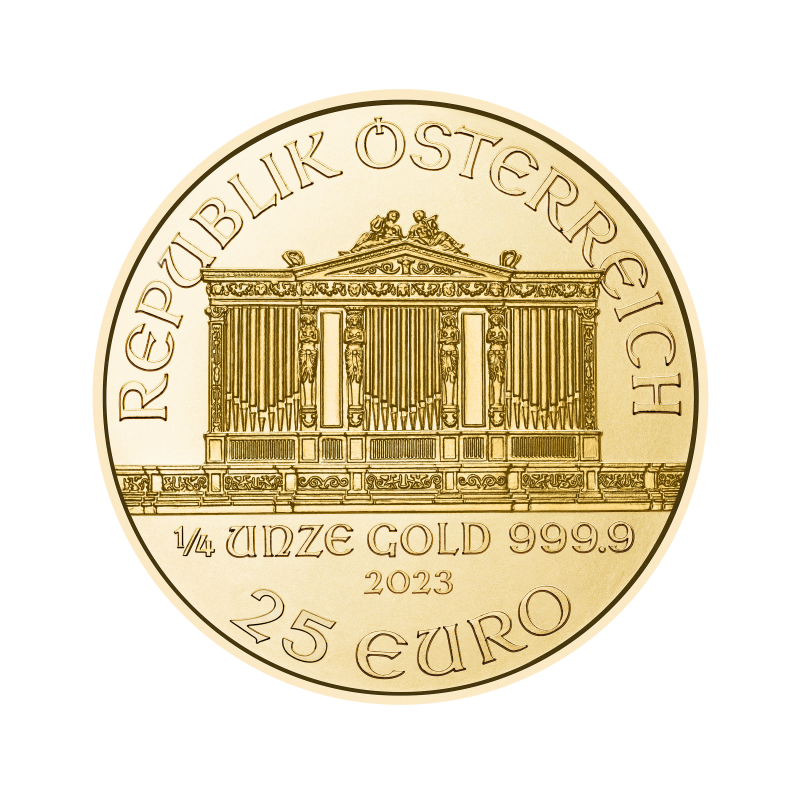 1/4 oz Vienna Philharmonic Gold Coin | 2023(Back) 1/4 oz Vienna Philharmonic Gold Coin | 2023(Back)