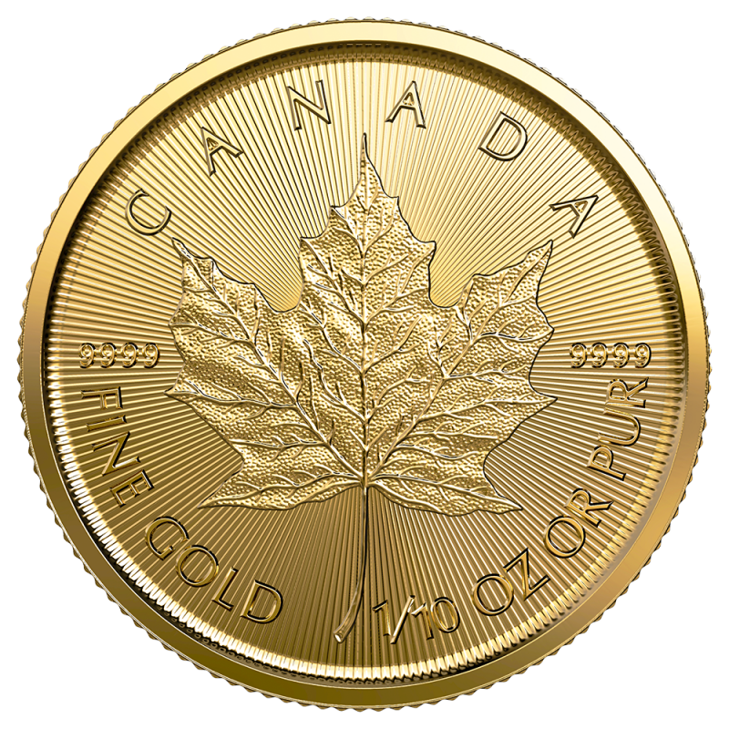1/10 oz Maple Leaf Gold Coin | 2023(Front) 1/10 oz Maple Leaf Gold Coin | 2023(Front)
