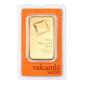 100g Gold Bar | Valcambi | Minted(Front)