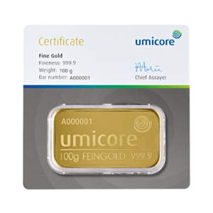 100g Gold Bar | Umicore(Front)