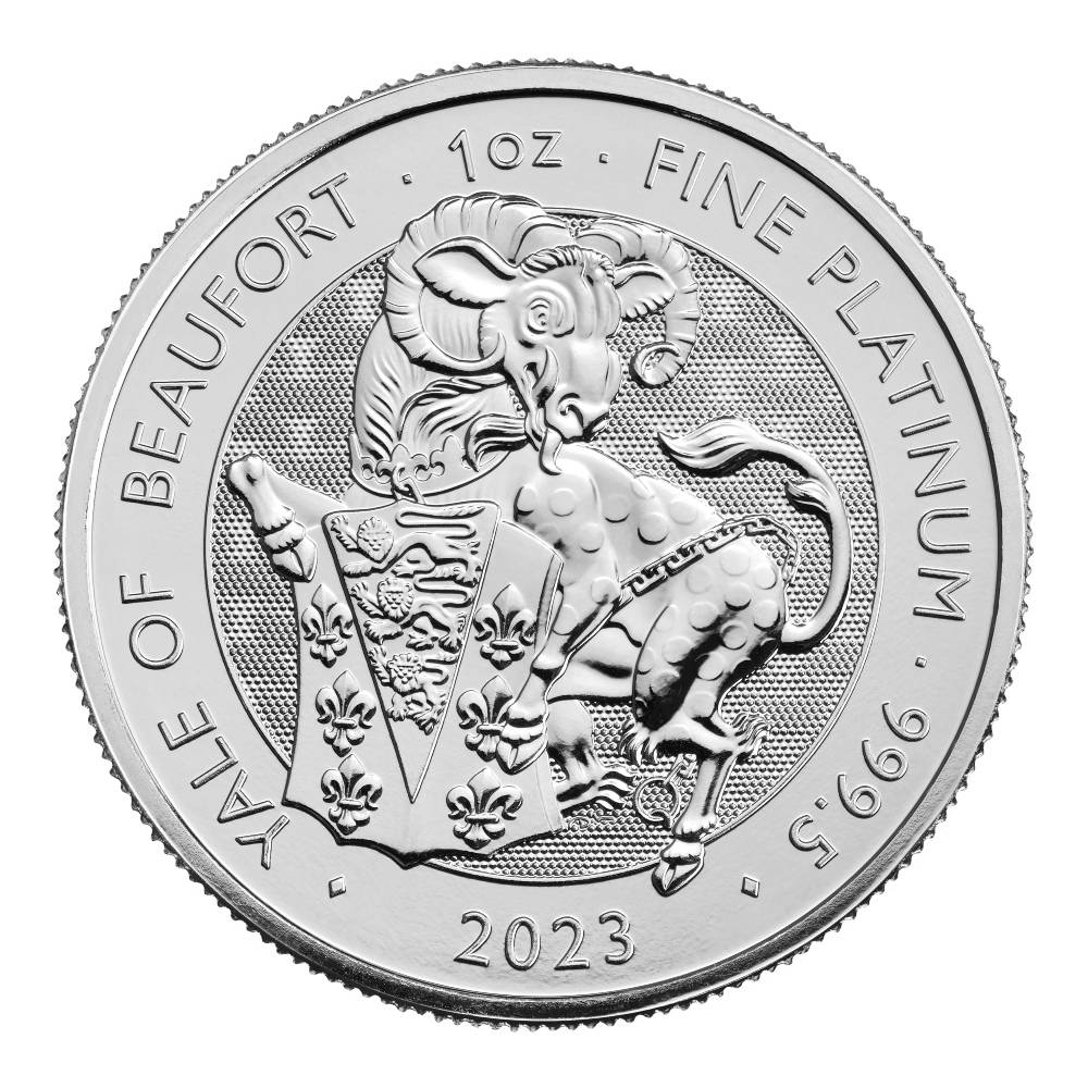 1 troy ounce platinum coin Tudor Beasts Yale of Beaufort 2023(Front) 1 troy ounce platinum coin Tudor Beasts Yale of Beaufort 2023(Front)