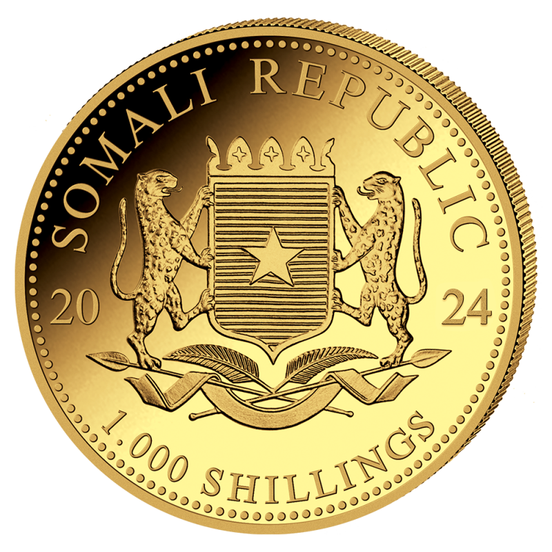1 oz Somalia Elephant Gold Coin | 2024(Back) 1 oz Somalia Elephant Gold Coin | 2024(Back)