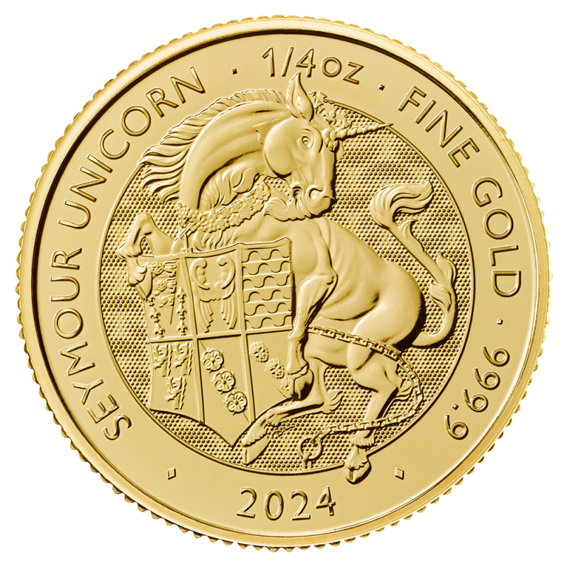 1/4 oz Tudor Beasts Unicorn Gold Coin | 2024(Front) 1/4 oz Tudor Beasts Unicorn Gold Coin | 2024(Front)